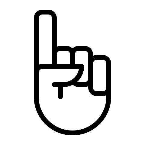 Symbol einer Hand mit erhobenem Zeigefinger, was Nummer eins oder Aufmerksamkeit bedeutet.